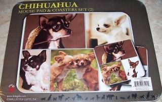 Chihuahua Dog Computer Mouse Pad Coaster Set
