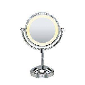 Conair Double Sided Table Top Lighted Makeup Round Mirror CHROME 