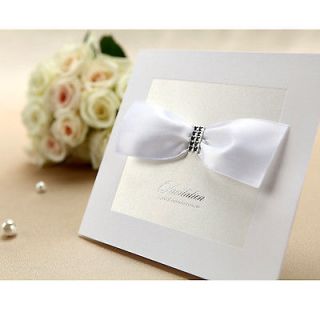 pc Wedding Invitations Cards with Envelope White Ribbon Cubic 