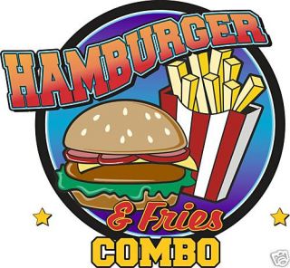 Hamburger Fries Combo Concession Trailer Cart Food Truck Sign Vinyl 