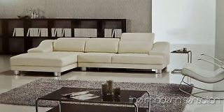 Modern euro leather sectional sofa set with adjustable headrest home 