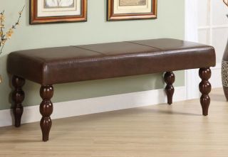 New Home Decor Living Room Furniture Benches Leather BenchTurned Legs 