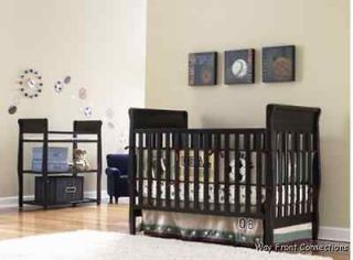 New Convertible Baby Nursery Crib in Espresso Brown Finish, Changing 