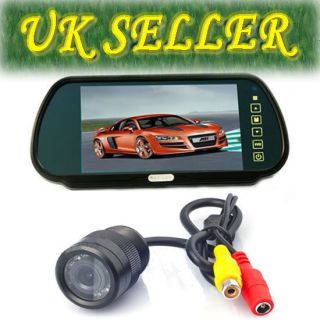 TFT COLOR MONITOR MIRROR +CAR 10 IR WIDE ANGLE REARVIEW PARKING 