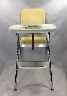   Light Starburst Yellow & Chrome Cosco High Chair, Retro Vinyl Print
