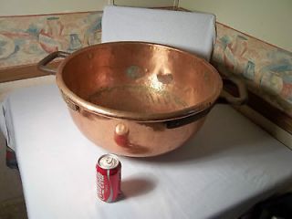   ANTIQUE ALL ORIGINAL COPPER CANDY, APPLE BUTTER KETTLE, DOVETAILED