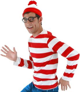   WALDO Stripe Shirt Hat Glasses ADULT MENS Costume Kit S M L XL 2XL