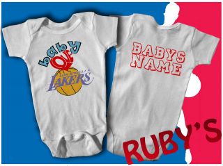   Lakers Custom ONESIE JERSEY ROMPER BABY LOVES LAKERS   ADD BABYS NAME