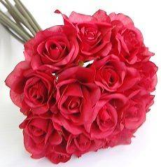   WEDDING BOUQUET FLOWER SILK RED ROSE POSY FLOWERS STEMS BULK
