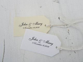 25 Mini White or Ivory Favor Tags  Personalized Gift Tags Wedding Tags 