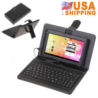 Mini USB Keyboard Cover Leather Case Bag For 7 Inch Tablet PC MID US 