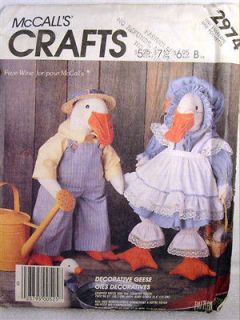 PATTERN M2974 STUFFED DECORATIVE GEESE WITH CLOTHES FOR BOY, GIRL 