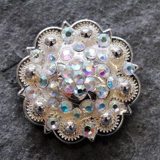 AB CRYSTALS ROUND CONCHOS RHINESTONE HEADSTALL TACK BLING COWGIRL