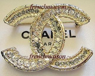   CHANEL 2012 CRYSTAL CC Logo Silver Classic Timeless PIN BROOCH New