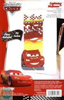 Cross Stitch Kit ~ PILLOWCASE Disney Cars Lightning McQueen w/floss 