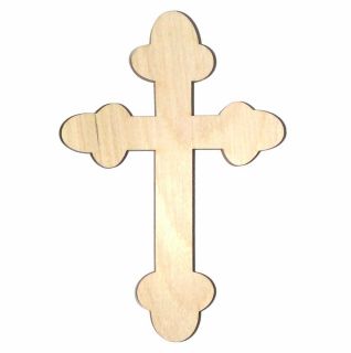 Greek Orthodox Cross Unfinished Flat Wood Shapes Cut Outs GOC74 