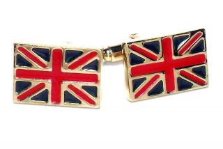 Gold Tone Mens Cuff Links BRITISH FLAG Cufflinks