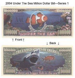 Mil Dollars Under The Sea Bill Notes 2 for$1.25 money