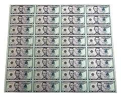   SHEET $5X32 Legal USA $FIVE DOLLAR Real Currency Note/Rare Money GIFT