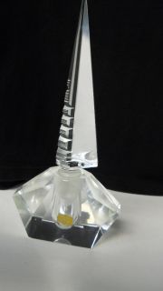 Hand cut crystal perfume decanter made in Japan. Stopper is pyrmid 
