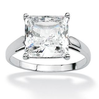 Palm Beach Jewelry Platinum/Silve​r Princess Cut Cubic Zirconia Ring