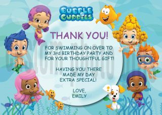   Guppies Personalized Birthday Thank You Card Digital File, You Print