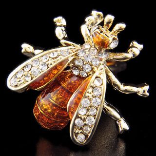   18K gold + crystal bees Cufflinks Cuff Links gift 