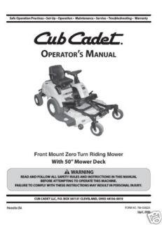 Cub Cadet Front Mount ZeroTurn Lawn Mower Model FMZ 50