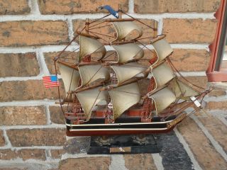 Vintage Antique Wood Model replica ship boat on stand home decor
