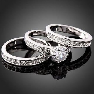   Swarovski Crystal CZ 18K White Gold GP Engagement Wedding Band Ring