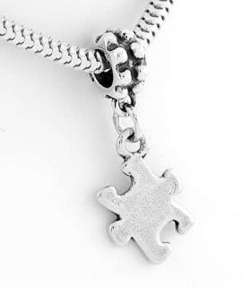 STERLING SILVER DANGLING AUTISM PUZZLE EUROPEAN BEAD