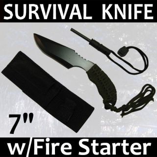   SURVIVAL Bowie Hunting Camping Knife w/ Magnesium Flint Fire Starter