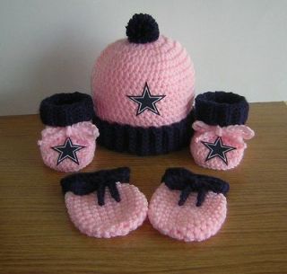 DALLAS COWBOYS BABY GIRLS HAT, BOOTIES & MITTS SET.0 3 mos.cute 