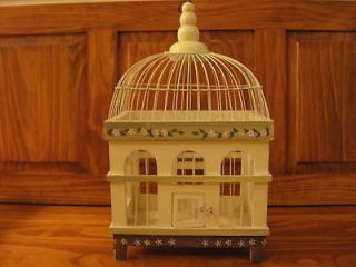 DECORATIVE BIRDCAGE BIRD CAGE WOOD AND WIRE   HAND PAINTED   ADORABLE