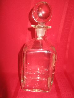 Wine Clear Glass Crystal Square Base Decanter with Stopper 10 inches 