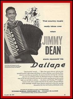 JIMMY DEAN DALLAPE ACCORDION Original Vintage Magazine AD Down Beat 