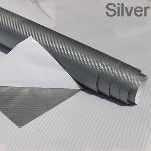 Silver 12x50 Carbon Fiber VINYL Wrap Sheet Decal Sticker paper Roll 