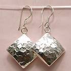 925 Sterling Silver Jewelry RHOMBUS Dangle Earrings