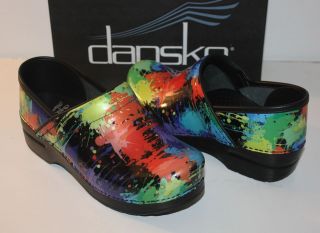 Dansko Professional Paint Splatter Patent Leather Clogs New In Box