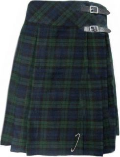 Black Watch Semi Pleated Wrap Around Tartan/Plaid 20 Kilt Skirt 