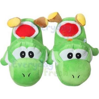 NEW Nintendo Super Mario Bros Cute Yoshi Kids Plush Slipper Slippers 