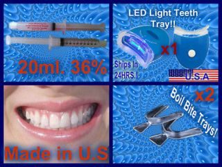   Carbamide Peroxide 20ml Teeth Whitening Gel +LED BLUE LIGHT Trays KIT