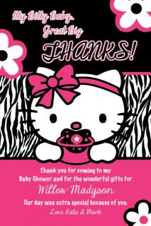   Thank You Card Zebra Print Printable Baby Shower Party Invitation