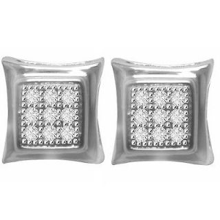 Natural Diamond Stud Earrings in Platinum Plated Sterling Silver for 