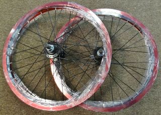   20 inch Wheelset Pair of Wheels for Park Street BMX Bike 14 mm Red