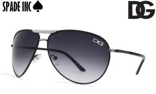 DG Designer Aviator Sunglasses High Fashion BLACK Silver Metal Frame 