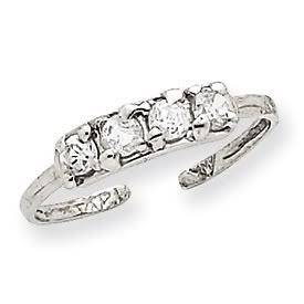 14k White Gold Diamond Toe Ring FREE WORLDWIDE SHIPPING!!