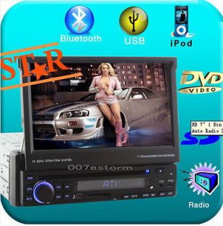 Single 1 Din HD 7 Touch Screen Car Stereo DVD Player Radio TV BT Ipod 