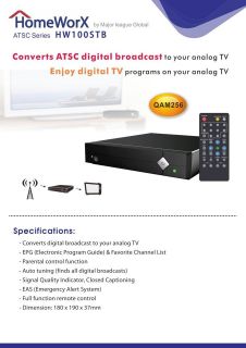 New HDTV Digital Converter Box+Digital Flat Antenna Broadcast ATSC 