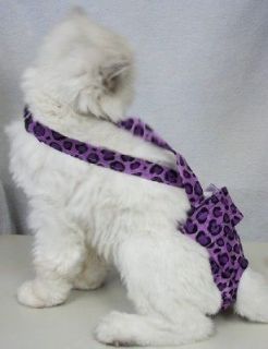 Purple Leopard Fabric Male Cat Diaper Garment Stud Pants With Straps 